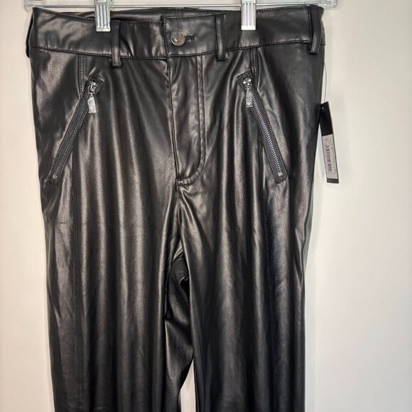 GUESS NEW Faux Leather Skinny Pants Womens 6 Black Zipper Pockets - Picture 4 of 7